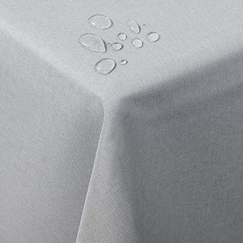 WOLTU Mantel Lino Protección Antimanchas Fácil Cuidado Lavable Antimanchas 135 x 180 cm Gris Claro