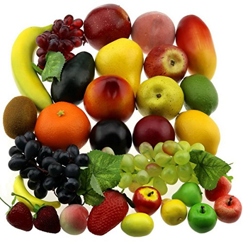 Gresorth 30 Fruttas Decorativo Realistic Artificiale Frutta Falso limone banana Mela uva pesca pera