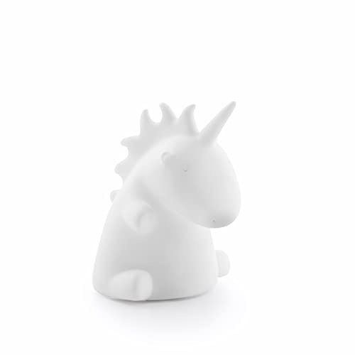 InnovaGoods - Lampada LED Unicorno Multicolor, Sicura per Bambini, Ideale come Luce Antibui Notturna, Non si Surriscalda, RGB LED, Bianco, Gomma, Unitalla