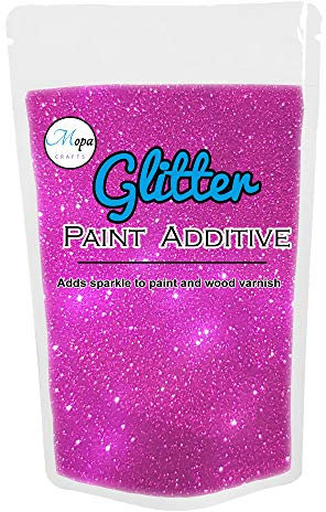 Mopa Crafts Hot Pink Glitter Paint Crystal Additive 100g for Emulsion Paint - for use with Interior/Exterior Wall, Ceiling, Wood, Metal, Varnish, Dead Flat, Matt, Soft Sheen or Silk Paints