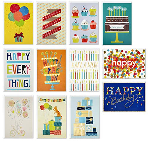 Hallmark Handmade Birthday Cards Assortment, Happy Cake Day (12 Cards with Envelopes)