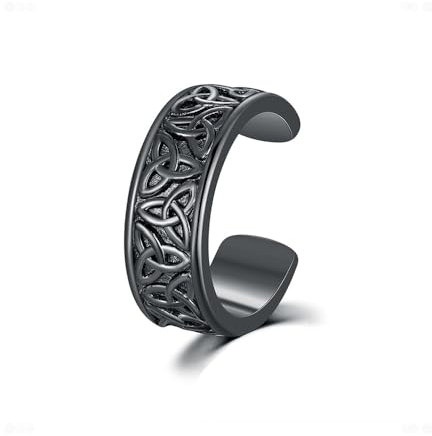 PHNIBIRD Ohrklemme 925 Sterling Silber Celtic Schwarz Unisex Einstellbar Ear Cuff Vintage und vielseitig Weihnachten Geschenke Für Frauen und Männer