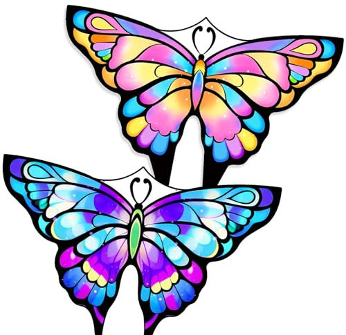 Simxkai 2X Kite-Schmetterling Drachen für Kinder und Erwachsene, einfach für Einsteiger zu fliegen