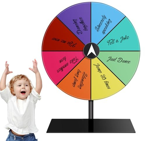 Naqqios Spin Wheel Premi - Ruota di Spin, colore Roulette Wheel Stand | Dry Spin Wheel Spinner Gioco con divertente attività riempita, colore Roulette Wheel Stand incluso, Ruota premio da tavolo per