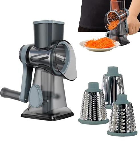 MLqkpwy Rallador de queso de mano, rallador de queso giratorio - eficiente máquina de cortar alimentos manual, rallador de alimentos para la cocina | Trituradora de verduras compacta, cortador de