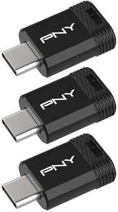 64GB PNY Elite-X Fit Type-C USB 3.2 Flash Drive – Up to 200MB/s Read, Advanced Performance, Convenient Portable Data Storage, Ultra Compact Fit Design, Type-C Connector, 3-Pack
