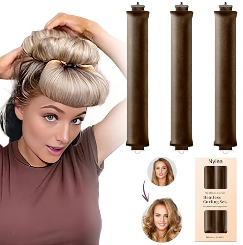 Heatless Curls Band,nuovo bigodini per tutta la notte, 3 pezzi Overnight Blowout ricci senza calore, senza calore, per capelli lunghi (marrone)