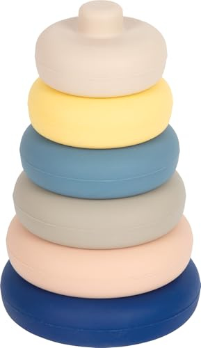 Small Foot Torre apilable de Silicona, 6 Piezas, sin BPA – Juguete Educativo para Agua y Arena, Desde 1 año, 12749