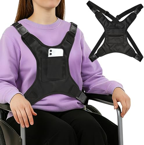 Wheelchair Harness for Adults – Secure Seat Belt and Torso Support Vest for Elderly or Disabled, Adjustable Straps Prevent Sliding Provides Full Body Stability（Black）