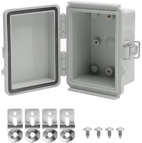 Wasserdicht Verteilerkasten, Anschlussdose Abzweigdose Wasserdicht ABS Kunststoff Gehäuse außen Steckdosenkasten, Schaltkasten, Stromkasten mit Montagezubehör 12x9x7cm, Grauer Schaltschrank Außen