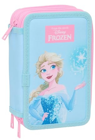 La Reine des neiges Trousse Scolaire avec 37 Outils Inclus, Trousse pour Enfant, idéale pour Les Enfants de 5 à 14 Ans, Confortable et Polyvalente, qualité et résistance, 12,5 x 5,5 x 19,5 cm