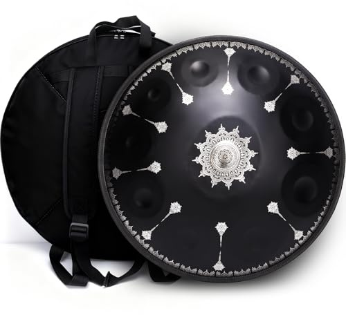 SINGOFIRE Premium Handpan Drum, Print Handpan Drums for Adults, 22-Inch 432Hz 10 Notes D Minor Kurd Handpan, Celestial Bloom Collection - Ebony Cosmos | Celestial Bloom printed steel hand drum for adults, with carry bag, stand, malletsfor practice and gifts - Ebony Cosmos