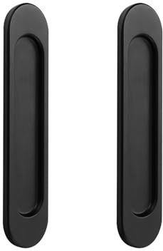 Cyberwork 2pcs Poignées de Porte Coulissante Autocollantes,Alliage D'aluminium Noir mat sans Perforation Coulissantes Grange,Fenêtres, Armoires 148mm