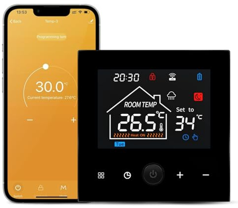DEWIN Termostat Smart, WiFi Smart Termostat Väggmonterad Panna/Värmestimer Programmerbar Temperaturregulator