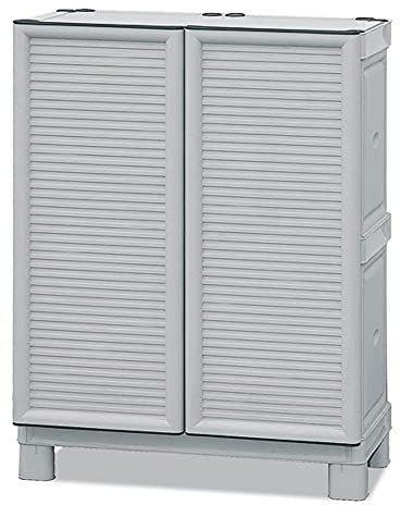 Art Plast ZA1467 Armario porta escobas de polipropileno, Gris claro, 92x70x39 cms