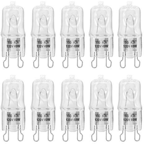 10 Pack Crystal Clear Lense 40W Q40/G9/CL/120V G9 JCD 40 Watt 120 Volt T4 JD Type Halogen House Hold Light Bulb Hanging Pendant Accent Type Spot Down Lamp Chandelier Sconce Fixture Lighting