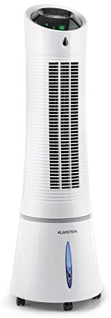Klarstein Skyscraper Ice Climatizador Portatil 4 en 1 ventilador refrigerador humidificador ionizador (Refrigeración por aire, mando a distancia, bajo consumo 45W, 4 ruedas)