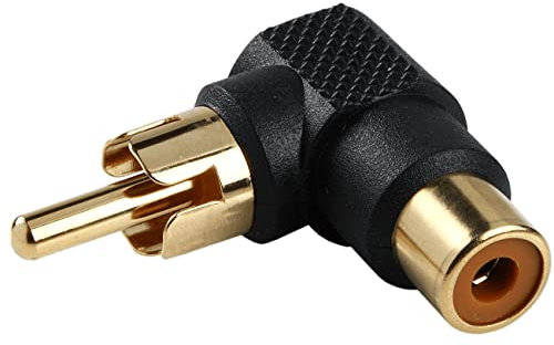 CABLEPELADO Stereo-Audio-Adapter | Gewinkelter 90 Grad Cinch Adapter | Vergoldete PVC Stecker | Schwarz