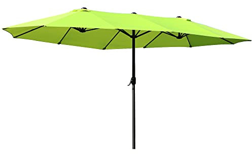 Outsunny 4.6m Large Garden Parasol Double-Sided Sun Umbrella Patio Market Canopy Shade Outdoor Lime Green - NO BASE
