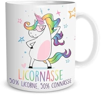 Mug licornasse 50% licorne, 50% connasse tasse humoristique