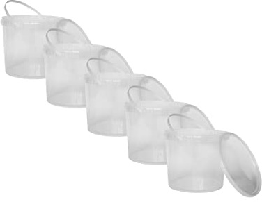 Nipter plasthink med lock av livsmedelsklassad plast hink, livsmedelsgodkänning, livsmedelssäker behållare genomskinlig, 3L x 5 st.
