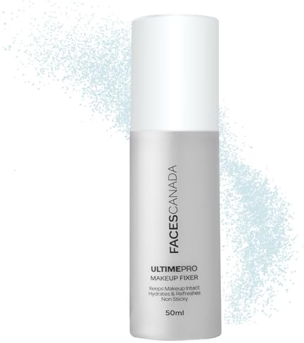 FACES Canada Ultime Pro Makeup Fixer, 50 ml, spray fissante a lunga durata, mantiene intatto, idrata, lenisce e rinfresca la pelle, arricchito con acido ialuronico e vitamina E, senza alcool