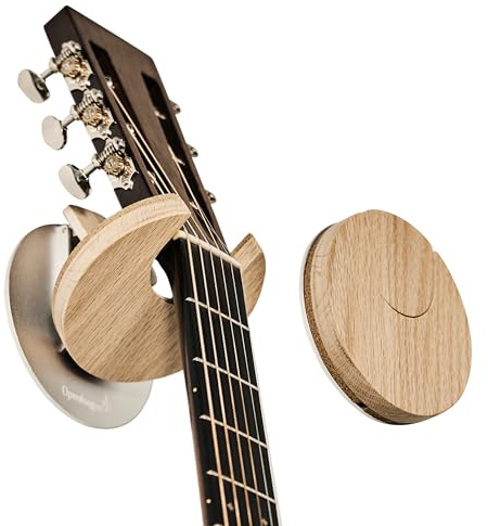 Openhagen Collapsible Guitar Hanger and Wall Mount Bracket Holder for Guitars and Basses - Patented - Danish Design Wooden - Oak Color - Scratch Proof (HWMGOAK)
