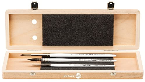 Pinselset in Holzschatulle Frau Hölle & da Vinci, Loose Watercolor Florals - 3 Pinsel, Grün