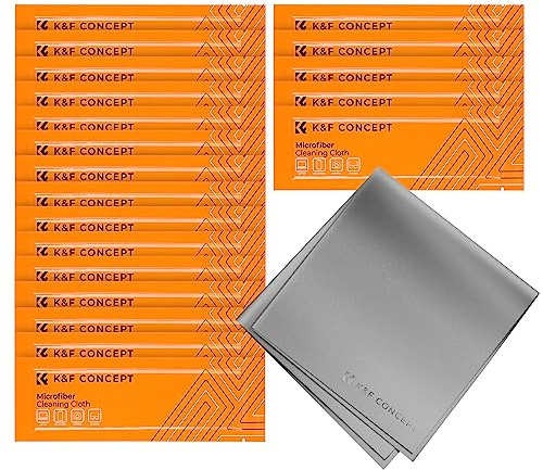 K&F Concept 20 Pack Microfiber Cleaning Cloths - Lens Cleaning Cloth for Cleaning Camera Lenses, Glasses, Screens, Cameras, Eyeglasses, LCD TV Screens, Tablets Washable