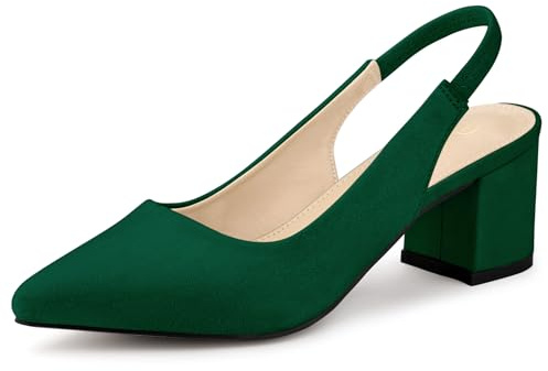 Allegra K Escarpins à Talon Bloc à Bout Pointu pour Femme, Vert, 39.5 EU