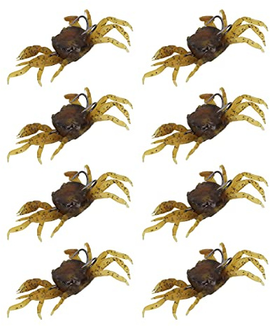 Topyond 8 Pièces Appâts De Crabe Artificiels, Appâts De Pêche Au Leurre Souple De Simulation De Crabe De 13 Cm, Adaptés à l'eau Douce Et à l'eau Salée, Poids De 33,5 G, avec Crochets(Couleur Fauve)