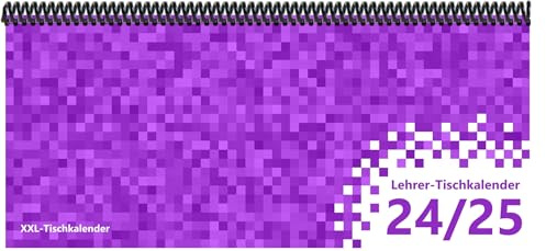 Lehrer - Tischkalender 2024/25: XXL-Tischkalender, Bunt-Kalender Pixel lila 14,5 x 32,5 cm
