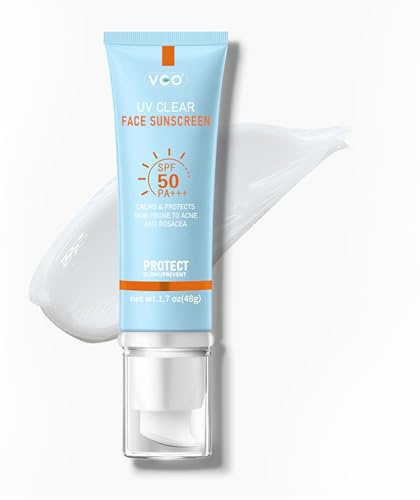 VGO Clear Face Sunscreen SPF 50, Hydrating Sun Essence Leaves No Sticky Feeling Travel Size Sunscreen Against UVA and UVB Rays 50ml / 1.7oz