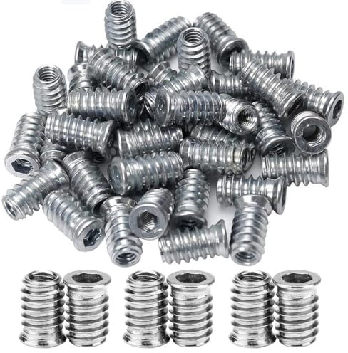 Visxcnu 30 PCS M5 Tuercas para Madera, Remaches de Tuerca, Insertos Tuerca M5, Tuercas de Rosca Hexagonal Aleación Zinc, InsercióN Roscadas de Acero al Carbono y Zinc,Insertos de Madera Surtidos.