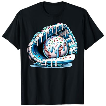 Baseball Drip Ice Cream Sprinkles Baseball Glove T-Shirt