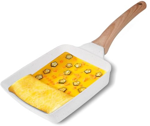 Kinberry Non Stick Frying Pan, Tamagoyaki Japanese Omelette Square Fry Pan 20cm for Induction Hobs, Rectangle Egg Pan for Pancake Crepes Bacon Sausages Burgers, Universal for Electric and Gas Stoves