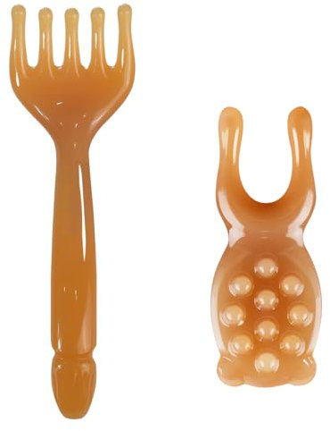 ExcellaElite Head Massage Tools,Five Claw Scalp Massage,Portable Manual Scalp Massager Comb,Easy to Hold and Control Gua Sha Tool with Small Goldfish Nose Lifter for Stress Relief (Amber)