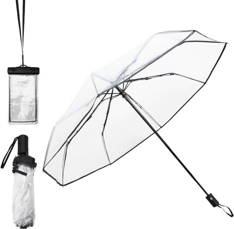 ZMDMAH Parapluie transparents, transparent, parapluie pliant, parapluie de poche automatique, parapluies, parapluies transparent cloche