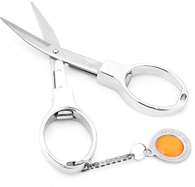 Zerodis Forbici Tascabili in Acciaio Inossidabile Durevoli per Decorazione a Sospensione, Forbici di Pesce Pieghevole, 3,7 * 2 Pollici D'argento