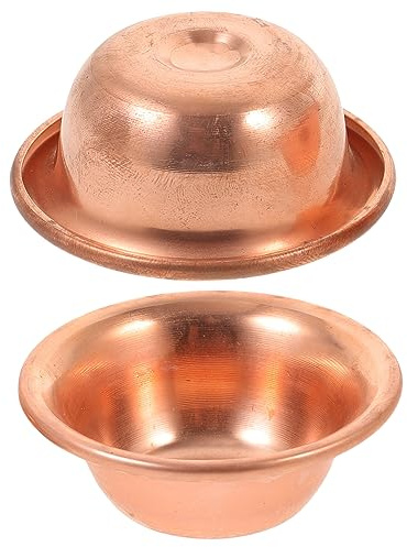 BESTYASH Ciotole per Offerta Buddista in Rame Rosso, Set da 2 Pezzi, Decorazione Tradizionale per Meditazione e Altari Domestici