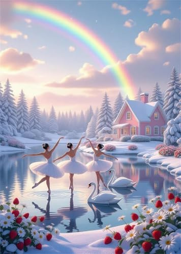 Jigsaw Puzzles for Adults 120 piece,Rainbow Cottage Ballerina puzzles for adults,Classic Educational Games DIY Handwork Puzzle for Home Decor Gift