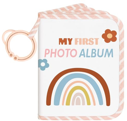 Lanpn Baby Photo Album Holds 17 6x4 Pictures, My First Soft Cloth Family Photo Book with Name Card Name Tag Stickers, Fabric Kid Memory Keepsake Gift for Baby Shower Newborn Toddler Boy Girl (Rainbow)