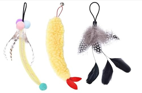 Zeepet Interactive Cat Toys for Indoor Cats Adult, Cat Ball Toy for Kitten, Automatic Cat Toy with 2 Feather, 4 Mode Motion Touch Activation, Multiple Chirps Stimulate (Accessories Tails)