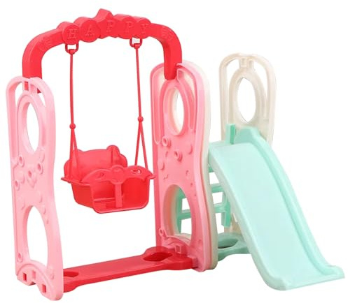 Puppenhaus-Zubehör, 2 Teile/Satz Puppenschaukel mit Rutsche, niedliches realistisches Puppenhaus-Zubehör, lustiges DIY-Miniatur-Babypuppenschaukelspielzeug, Kunststoffhaus, Babyspielzeug