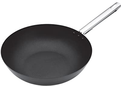 MasterClass Professional Antihaft-Kohlenstoffstahl-Wok, induktionsgeeignet, 30 cm (12), Schwarz