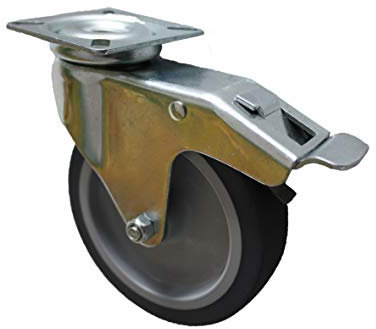 Apparaterolle Lenkrolle 100 mm mit Totalstop Gummi grau-spurlos Anschraubplatte Möbelrolle Transp