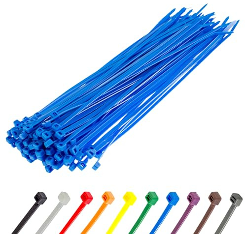 Gocableties Blue Cable Ties, 300mm x 4.8mm, Pack of 100, 12 Premium Nylon Zip Ties, Multi-Purpose Plastic Tie Wraps, Secure Self-Locking Mechanism, for Home, Garden, Office and DIY