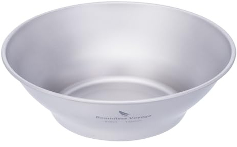 Boundless Voyage Ti1107T Assiette à vaisselle en titane avec sac de transport en maille pour extérieur Vaisselle et ustensiles en titane Bols à paroi simple pour sac à dos de camping