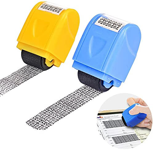 Identität Diebstahl Prävention Rollstempel,2 Stück Datenschutz Breiter Stempel Sicherheit stempel Textschwärzer Camouflage stempel für Privatsphäre,schützt Ihre ID-Privatsphäre,vertrauliche Daten