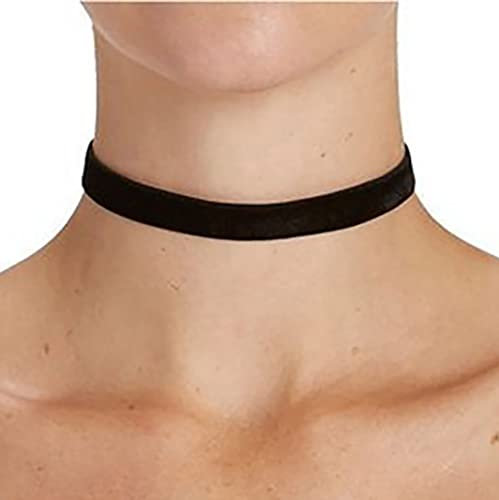 Prosy Gothic Choker Halskette Silber Schwarz Samt Statement Kragen Halsketten für Frauen und Mädchen